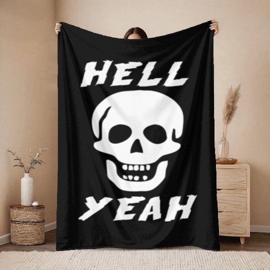 Stone Cold skull hell yeah Throw Blankets