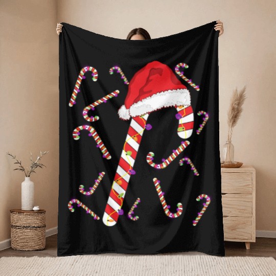 xmas lights and candies CANDY cane xmas day Throw Blankets