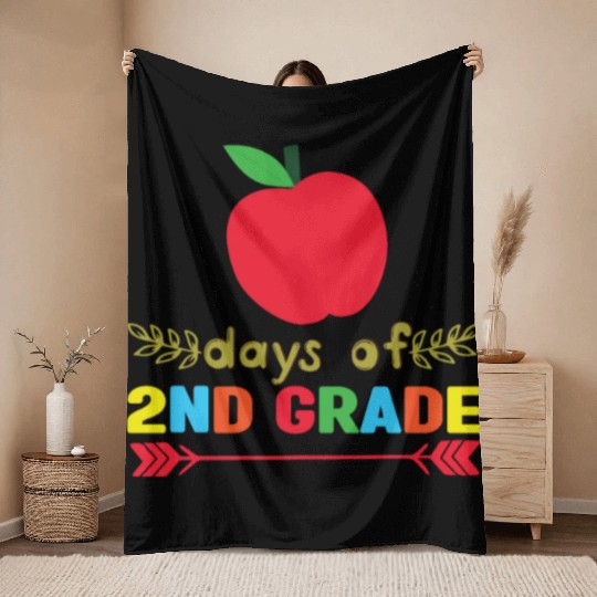 Days Of Second Grade Kindergarten Throw Blankets