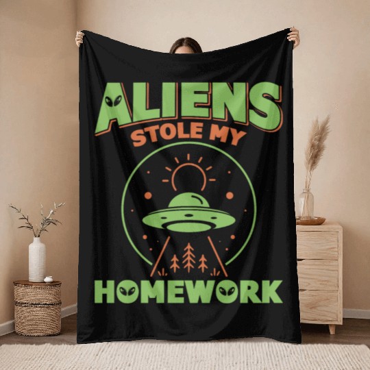 Alien, Aliens, UFO, UAP, Space Unknown Flight Throw Blankets