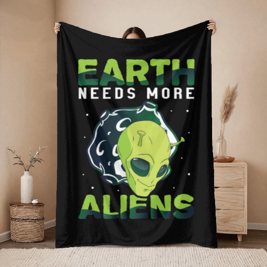 Alien, Aliens, UFO, UAP, Space Unknown Flight Throw Blankets