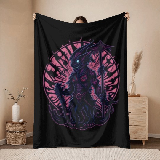 Shark Monster Throw Blankets