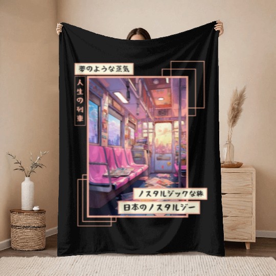 Japanese Aesthetic Subway Streetwear Vaporwave Ret Throw Blankets