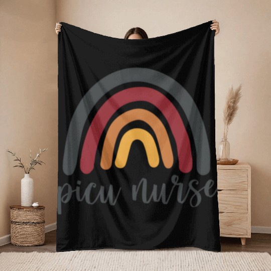 Rainbow Picu Nurse Throw Blankets