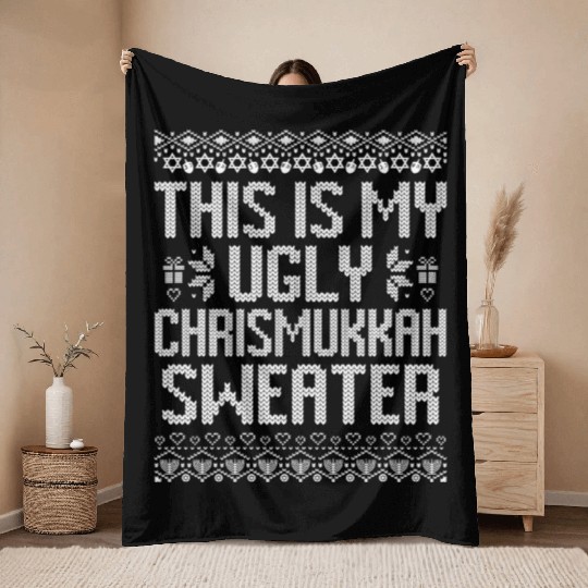 Happy Chrismukkah Christmas Hannukkah Gift Throw Blankets