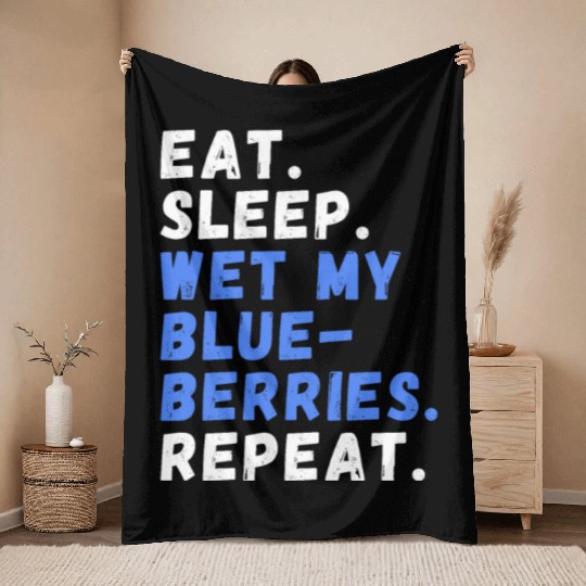 Berry Picking Blueberry Gardening Throw Blankets