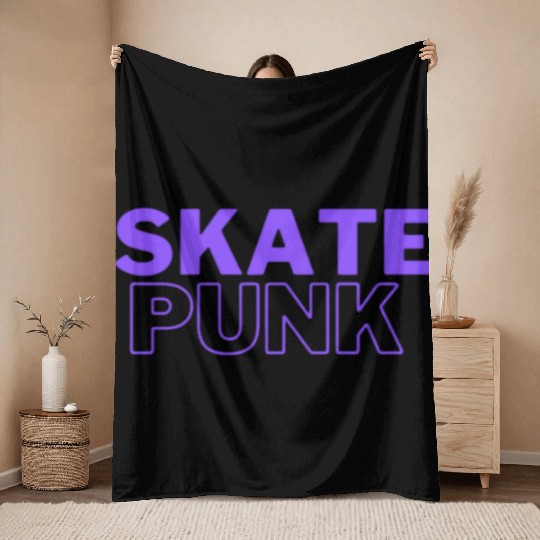 Skate punk crazy life style minimal neon font Throw Blankets