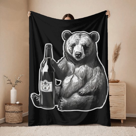 grizzly bear Throw Blankets