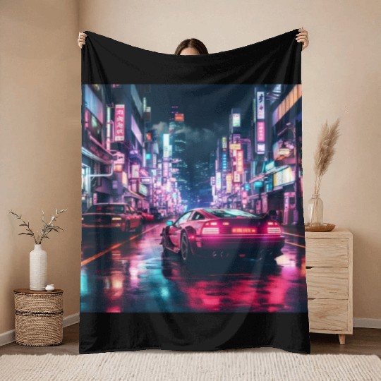 Vaporwave Tokyo Throw Blankets