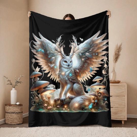 Mystic Owl of the Enchanted Forest Throw Blankets