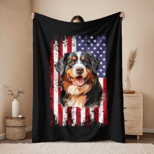 bernese mountain dog Throw Blankets