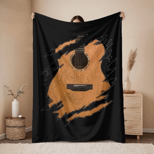 Guitar Player Gift Vintage Guitarist Throw Blankets