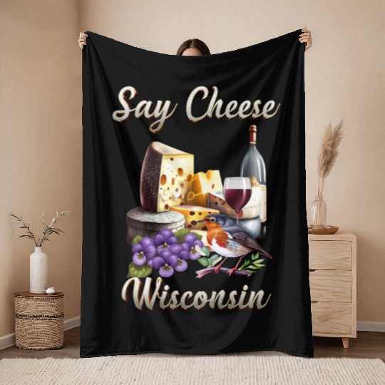 Say Cheese, Wisconsin Throw Blankets