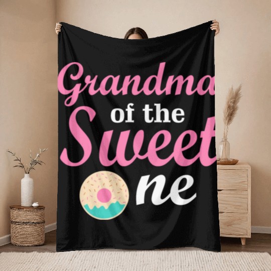 Grandma of the Sweet One Throw Blankets