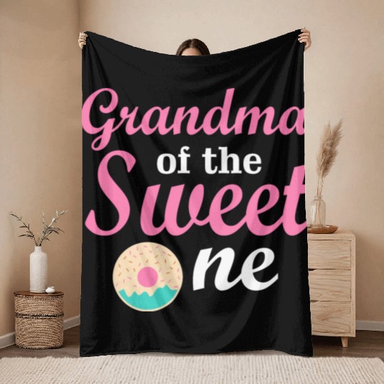 Grandma of the Sweet One Throw Blankets