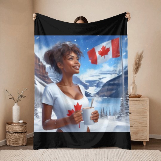 Canadian Winter Snow in Banff Canada Throw Blankets