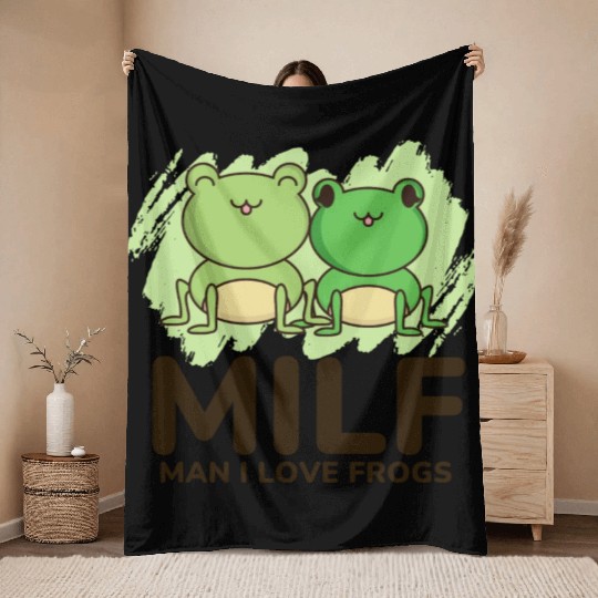 Milf, man I love frogs Throw Blankets