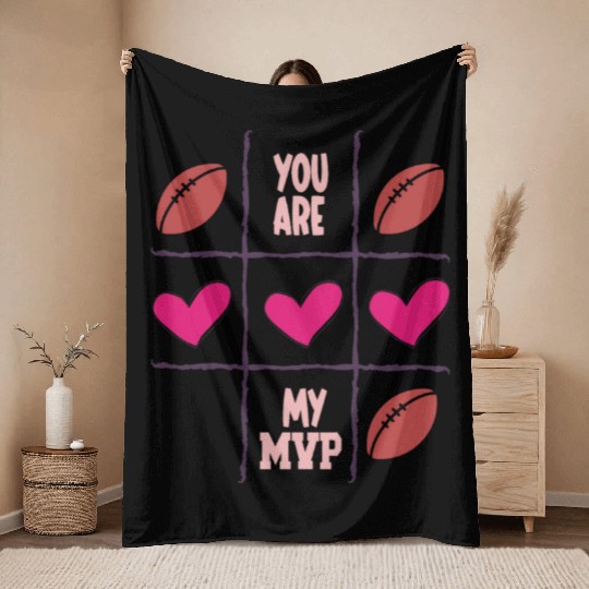 Tic Tac Toe Valentine American football Throw Blankets