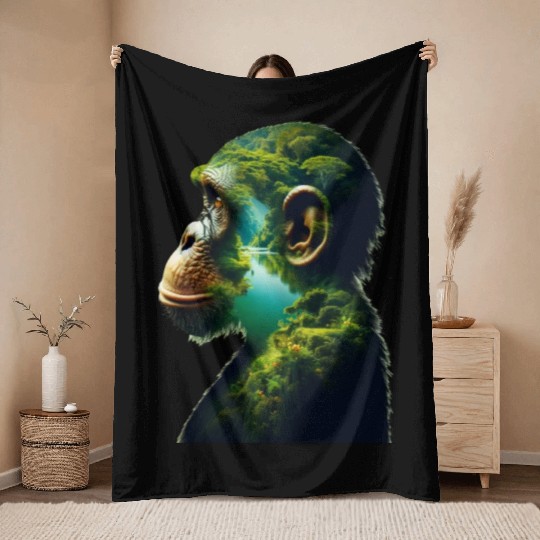 Nature in Chimpanzee Body Throw Blankets