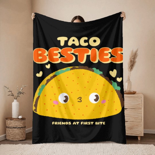 Cute "Taco Besties" Graphic Throw Blankets