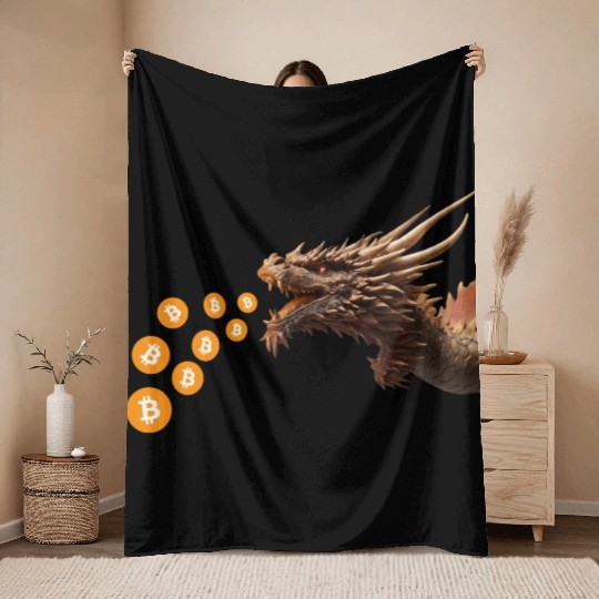 Bitcoin dragon Throw Blankets