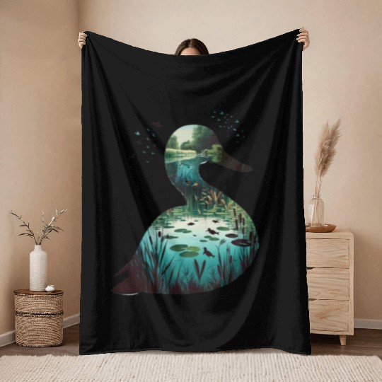 Nature in Duck Pattern Throw Blankets