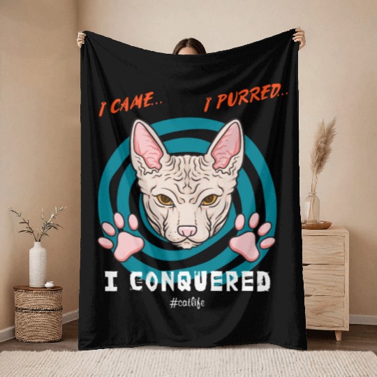 Cute kawaii cat Throw Blankets