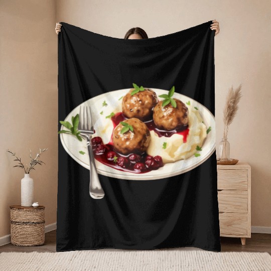 Swedish Meatballs Served With Mashed Potatoes and Throw Blankets