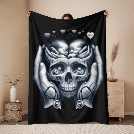Embrace of Life Skull Throw Blankets NICU Mom Strength and