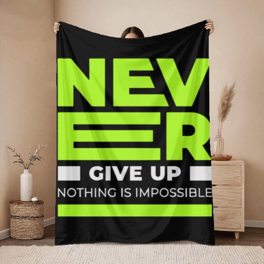 Never Give up Throw Blankets Men's Premium Throw Blankets
