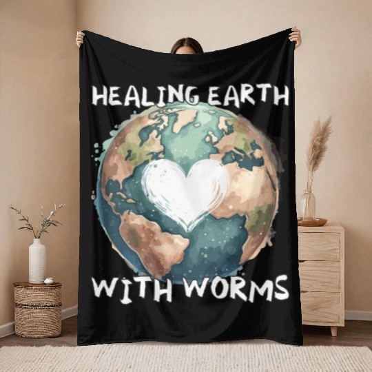 Worm Farming Earthworm Gardener Vermiculture Throw Blankets