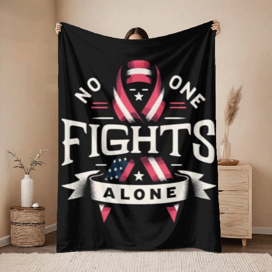 No One Fights Alone US Family Veteran Awareness Throw Blankets