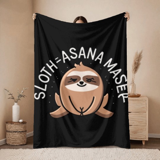 SLOTH ASANA MASTER Throw Blankets