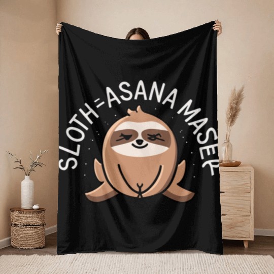 SLOTH ASANA MASTER Throw Blankets