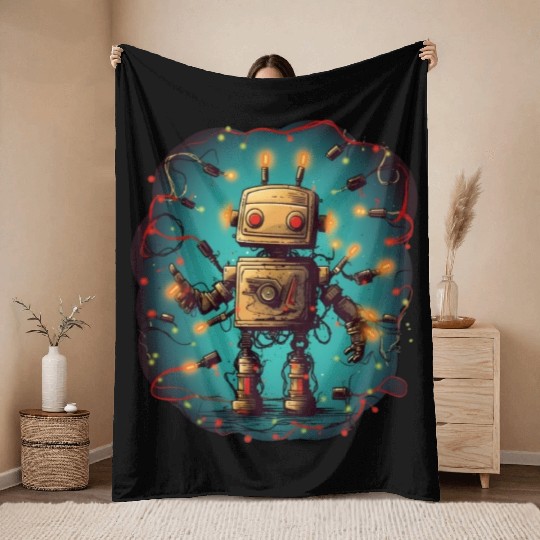 Tangled Techmas Bot Throw Blankets