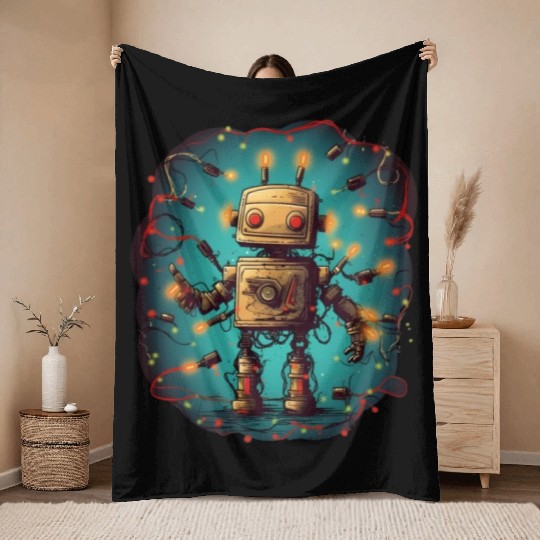 Tangled Techmas Bot Throw Blankets
