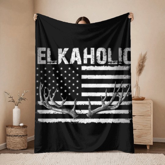 Elk Hunting Elkaholic Hunters Throw Blankets