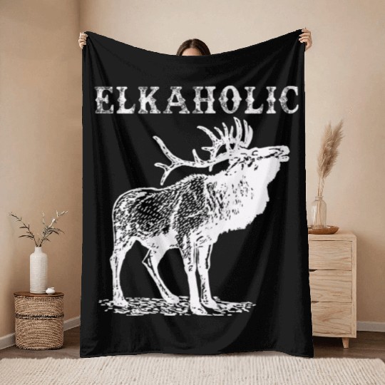Elk Hunting Elkaholic Hunters Throw Blankets