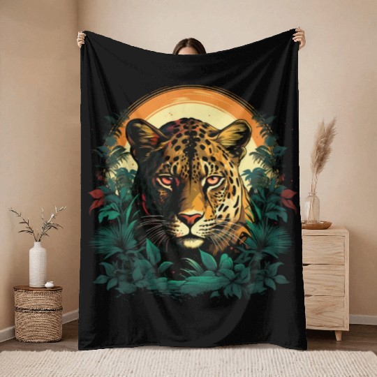 The cheetah and hiding among the trees Throw Blankets