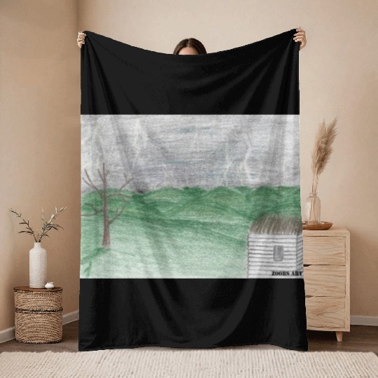 A Great Storm in the Hills and Fields Throw Blankets