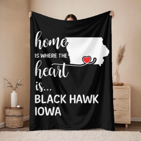 Black Hawk County Iowa Is Where My Heart Is Gift Throw Blankets
