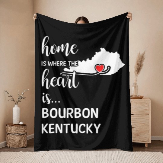 Bourbon County Kentucky Is Where My Heart Is Gift Throw Blankets