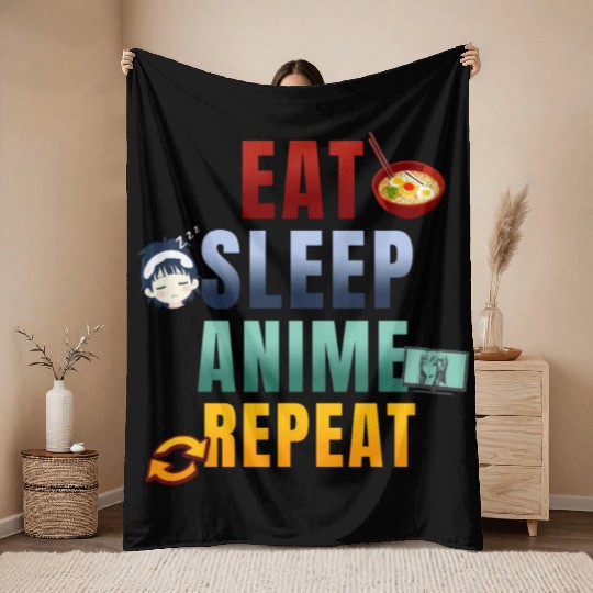 Eat Sleep Anime Repeat Cute Manga Animes Throw Blankets