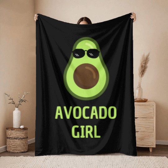 Avocado Girl Throw Blankets