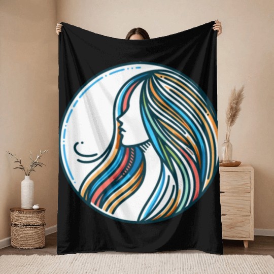 Woman, Spectrum of Serenity Throw Blankets