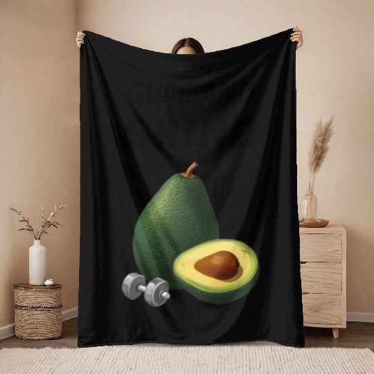 Guac and Grind Avocado Gym Throw Blankets