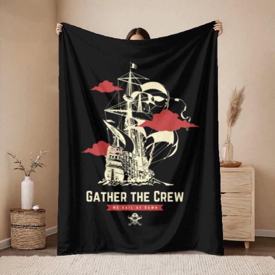 Gather the Pirate Crew Throw Blankets