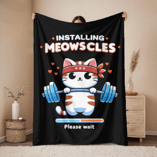 Meowscle Gym Workout Cat ,Installing meowscles Throw Blankets
