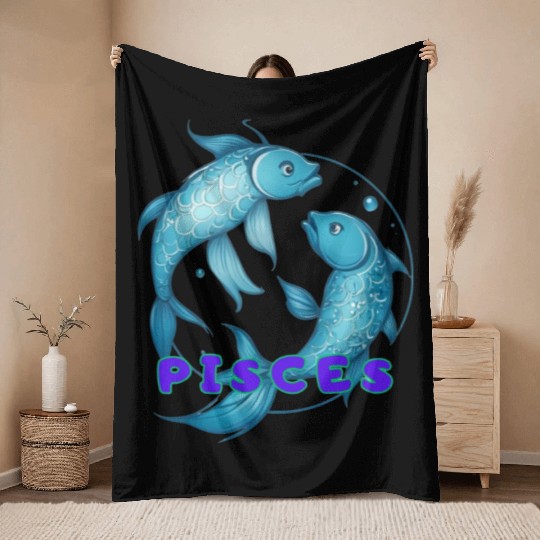 Pisces Horoscope Throw Blankets