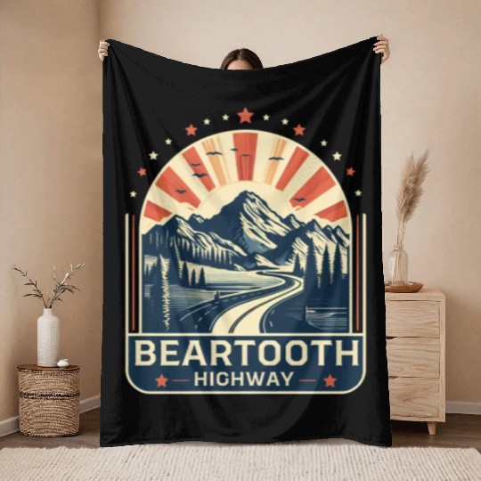 Beartooth Highway US 212 Throw Blankets